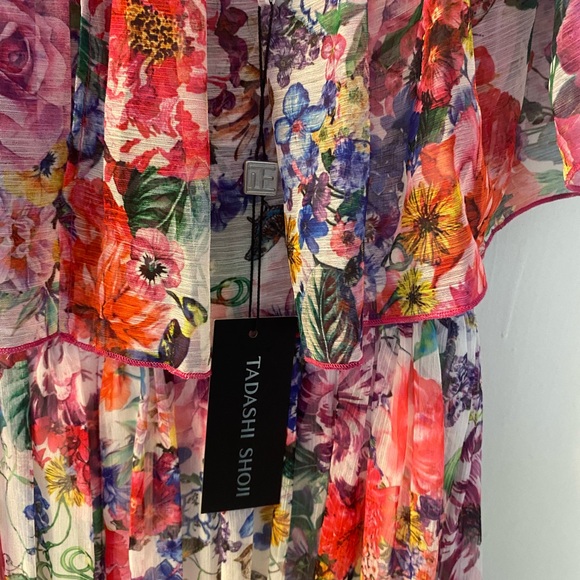 NWT Tadashi Shoji Paola Floral Print Maxi Dress Size 12 - Picture 8 of 11